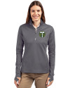 Portland Timbers Cutter & Buck Traverse Stretch Eco Quarter Zip Womens Pullover Elemental Grey Front Thumbnail Image