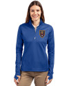Real Salt Lake Cutter & Buck Traverse Stretch Eco Quarter Zip Womens Pullover Tour Blue Front Thumbnail Image
