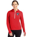 FC Dallas Cutter & Buck Daybreak Eco Recycled Womens Half Zip Hoodie Red Front Thumbnail Image