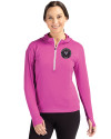 Inter Miami CF Cutter & Buck Daybreak Eco Recycled Womens Half Zip Hoodie Gelato Fuchsia Front Thumbnail Image