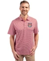 View image 1: New York Red Bulls Cutter & Buck Forge Recycled Double Stripe Four-Way Stretch Mens Polo Cardinal Red/White Front