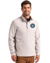 View image 4: Charlotte FC Cutter & Buck Hunts Point Recycled Fleece Mens Hybrid Snap Placket Pullover Polished Medium Gray Front
