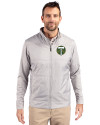 Portland Timbers Cutter & Buck Stealth Hybrid Quilted Mens Full Zip Windbreaker Jacket Polished Medium Gray Front Thumbnail Image