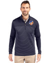 FC Cincinnati Cutter & Buck Traverse Stretch Eco Stripe Quarter Zip Mens Big and Tall Pullover Liberty Navy Front Thumbnail Image