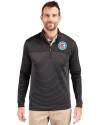 Chicago Fire FC Cutter & Buck Traverse Stretch Eco Stripe Quarter Zip Mens Big and Tall Pullover Black Front Thumbnail Image