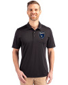 San Jose Earthquakes Cutter & Buck Prospect Eco Textured Stretch Recycled Mens Big & Tall Polo Black Front Thumbnail Image