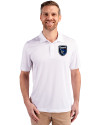San Jose Earthquakes Cutter & Buck Prospect Eco Textured Stretch Recycled Mens Big & Tall Polo White Front Thumbnail Image