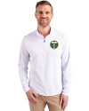Portland Timbers Cutter & Buck Virtue Eco Pique Recycled Quarter Zip Mens Pullover White Front Thumbnail Image