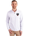 D.C. United Cutter & Buck Virtue Eco Pique Recycled Quarter Zip Mens Pullover White Front Thumbnail Image
