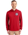 Chicago Fire FC Cutter & Buck Virtue Eco Pique Recycled Quarter Zip Mens Pullover Red Front Thumbnail Image