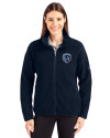 Sporting Kansas City Cutter & Buck Cascade Eco Fleece Womens Full Zip Jacket Navy Blue Front Thumbnail Image