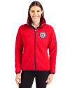 Chicago Fire FC Cutter & Buck Cascade Eco Fleece Womens Full Zip Jacket Red/Navy Blue Front Thumbnail Image