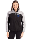San Jose Earthquakes Cutter & Buck Charter Eco Recycled Womens Anorak Jacket Black/Polished Front Thumbnail Image