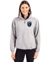 San Jose Earthquakes Cutter & Buck Charter Eco Recycled Womens Anorak Jacket Polished Medium Gray Front Thumbnail Image