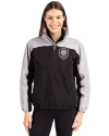 Orlando City SC Cutter & Buck Charter Eco Recycled Womens Anorak Jacket Black/Polished Front Thumbnail Image