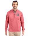 New York Red Bulls Cutter & Buck Adapt Eco Knit Heather Mens Big & Tall Quarter Zip Pullover Cardinal Red Heather Front Thumbnail Image