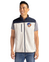 FC Cincinnati Cutter & Buck Cascade Eco Fleece Mens Vest Shell/Navy Blue Front Thumbnail Image