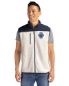 Vancouver Whitecaps FC Cutter & Buck Cascade Eco Fleece Mens Vest Shell/Navy Blue Front Thumbnail Image
