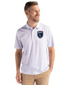 San Jose Earthquakes Cutter & Buck Pike Eco Pebble Print Stretch Recycled Mens Polo White Front Thumbnail Image