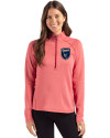 San Jose Earthquakes Cutter & Buck Peshastin Fleece Recycled Womens Half Zip Pullover Red Heather Front Thumbnail Image