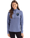 San Jose Earthquakes Cutter & Buck Peshastin Fleece Recycled Womens Half Zip Pullover Tour Blue Heather Front Thumbnail Image