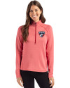 FC Dallas Cutter & Buck Peshastin Fleece Recycled Womens Half Zip Pullover Red Heather Front Thumbnail Image