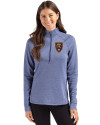 View image 10: Real Salt Lake Cutter & Buck Peshastin Recycled Grid Fleece Womens Half Zip Pullover Tour Blue Heather Front
