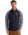 Real Salt Lake Cutter & Buck Adapt Eco Knit Hybrid Recycled Mens Big & Tall Full Zip Jacket Navy Blue Heather/Navy Blue Front Thumbnail Image