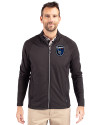 San Jose Earthquakes Cutter & Buck Adapt Eco Knit Hybrid Recycled Mens Big & Tall Full Zip Jacket Black Front Thumbnail Image