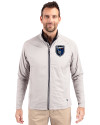 San Jose Earthquakes Cutter & Buck Adapt Eco Knit Hybrid Recycled Mens Big & Tall Full Zip Jacket Polished Medium Gray Front Thumbnail Image