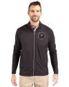 Inter Miami CF Cutter & Buck Adapt Eco Knit Hybrid Recycled Mens Big & Tall Full Zip Jacket Black Front Thumbnail Image