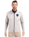 Sporting Kansas City Cutter & Buck Adapt Eco Knit Hybrid Recycled Mens Big & Tall Full Zip Jacket Polished Medium Gray Front Thumbnail Image