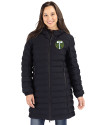 Portland Timbers Cutter & Buck Mission Ridge Repreve Eco Insulated Womens Long Puffer Jacket Black Front Thumbnail Image