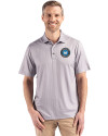 Charlotte FC Cutter & Buck Pike Eco Shadow Check Print Recycled Mens Polo Polished Medium Gray Front Thumbnail Image