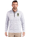 Columbus Crew Cutter & Buck Traverse Stretch Eco Camo Print Quarter Zip Mens Pullover Charcoal Front Thumbnail Image