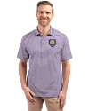 Orlando City SC Cutter & Buck Virtue Eco Pique Stripe Recycled Mens Polo College Purple Front Thumbnail Image