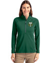 Portland Timbers Cutter & Buck Adapt Eco Knit Stretch Recycled Womens Half Zip Pullover Hunter Green Front Thumbnail Image