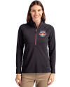 New York Red Bulls Cutter & Buck Adapt Eco Knit Stretch Recycled Womens Half Zip Pullover Black/Red Front Thumbnail Image