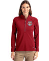 New York Red Bulls Cutter & Buck Adapt Eco Knit Stretch Recycled Womens Half Zip Pullover Cardinal Red Front Thumbnail Image