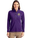 Orlando City SC Cutter & Buck Adapt Eco Knit Stretch Recycled Womens Half Zip Pullover College Purple Front Thumbnail Image