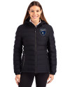 San Jose Earthquakes Cutter & Buck Mission Ridge Repreve® Eco Insulated Womens Puffer Jacket Black Front Thumbnail Image