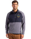LA Galaxy Cutter & Buck Adapt Eco Knit Hybrid Recycled Mens Quarter Zip Navy Blue Heather/Navy Blue Front Thumbnail Image