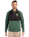 Portland Timbers Cutter & Buck Adapt Eco Knit Hybrid Recycled Mens Quarter Zip Hunter/Black Front Thumbnail Image