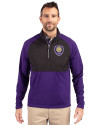 Orlando City SC Cutter & Buck Adapt Eco Knit Hybrid Recycled Mens Quarter Zip College Purple/Black Front Thumbnail Image