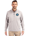 Charlotte FC Cutter & Buck Adapt Eco Knit Hybrid Recycled Mens Quarter Zip Polished Medium Gray Front Thumbnail Image