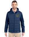 LA Galaxy Cutter & Buck Evoke Hybrid Eco Softshell Recycled Full Zip Mens Big & Tall Hooded Jacket Navy Blue Front Thumbnail Image