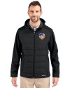FC Cincinnati Cutter & Buck Evoke Hybrid Eco Softshell Recycled Full Zip Mens Big & Tall Hooded Jacket Black Front Thumbnail Image