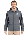 Chicago Fire FC Cutter & Buck Evoke Hybrid Eco Softshell Recycled Full Zip Mens Big & Tall Hooded Jacket Elemental Grey Front Thumbnail Image