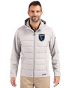 San Jose Earthquakes Cutter & Buck Evoke Hybrid Softshell Recycled Full Zip Mens Hooded Jacket CONCRETE Front Thumbnail Image