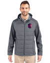 St. Louis City SC Cutter & Buck Evoke Hybrid Softshell Recycled Full Zip Mens Hooded Jacket Elemental Grey Front Thumbnail Image
